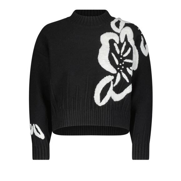Aleeza Paris Sweaters - NWT Aleeza Paris Essex Sweater – Black with Ivory Flowers – Size M